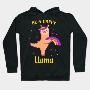 Llama With Rainbow Happy Funny Alpaca Hoodie